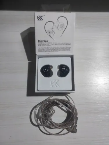 Fone KZ EDX Pro X | IEM Profissional | Graves Profundos | Cabo Removível | Grey