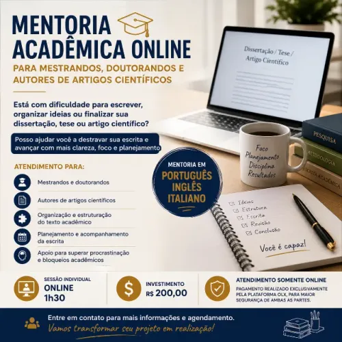 Mentoria Acadêmica Online para Mestrandos, Doutorandos e Autores de Artigos Científicos