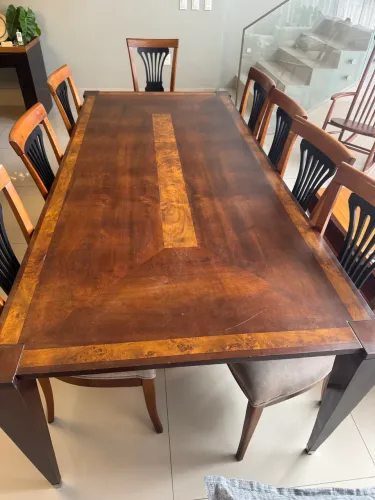  Conjunto Mesa de jantar retangular e 8 cadeiras IMI