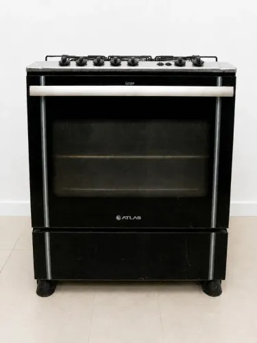 Fogão 5 bocas Atlas New Utop Branco mesa de inox <br>