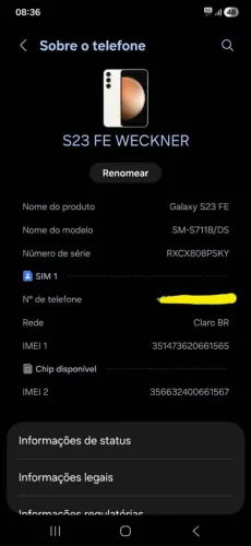 VENDE SE CELULAR S23 FE 128 GB