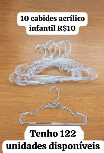 Cabides infantis acrílico e plástico modelos variados