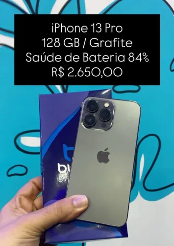 Seminovo: iPhone 13 Pro 128GB / Grafite / Saude de Bateria 84% - Loja Fisica