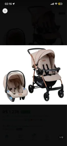 Carrinho burigotto e bebê conforto com base