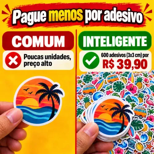 600 Adesivos Personalizados R$ 39,90 | À Prova d'Água | Brasília