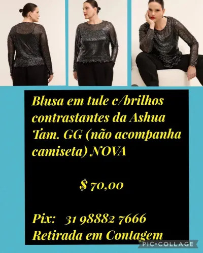 Blusa em tule com brilhos Ashua