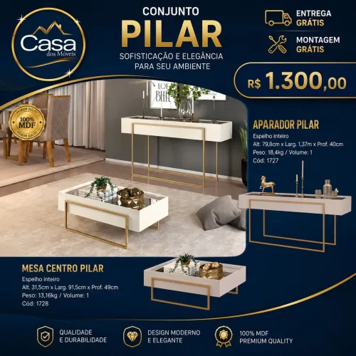 Conjunto Aparador e mesa de centro Pilar