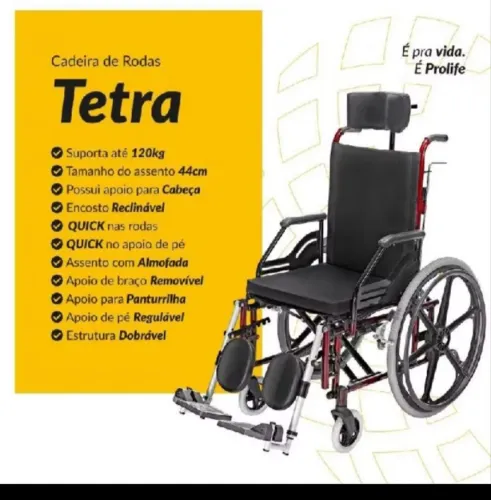 Cadeira de Rodas Reclinável e Dobrável Tetra - Prolife: Conforto e Mobilidade