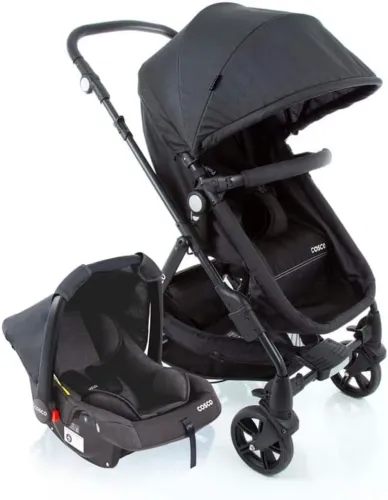 Carrinho de Bebê Cosco Kids, Travel System Poppy Duo, Preto Mescla