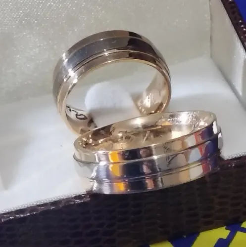 Alianças Bodas de Prata Boda de Ouro Ouro Amarelo e Branco 18 Kilates
