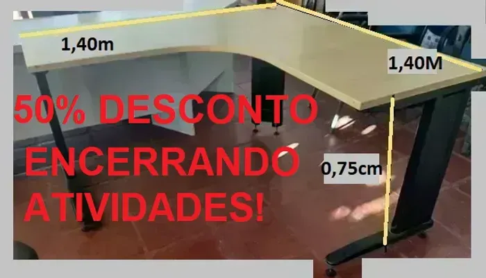 Mesa Escritório modelo L Alberflex 50% Desc. À Vista