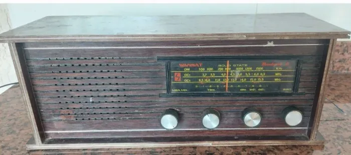 Rádio mandarim Wansat mod PL 7201 caixa de madeira som antigo ñ radiola vitrola toca disco