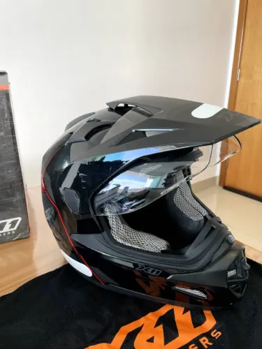 Capacete Motocross X11 Crossover Solides On e Off Road - Preto