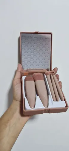 Kit 5 mini pincéis com espelho e estojo