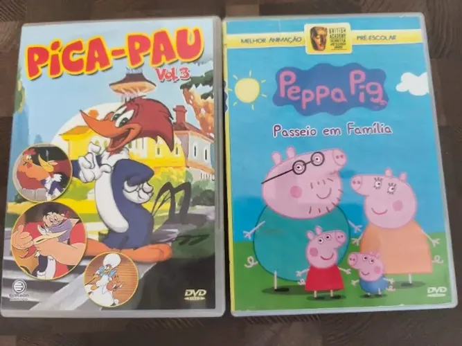 Kit 2 DVDs Pica Pau volume 3 e Peppa Pig Passeio em Familia