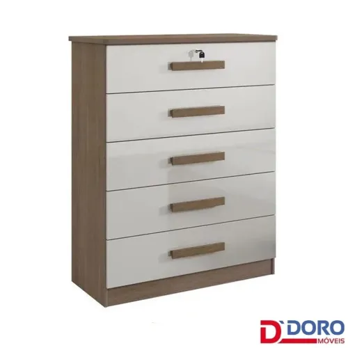 Cômoda Ipanema Castanho/Off 5 Gavetas rf32