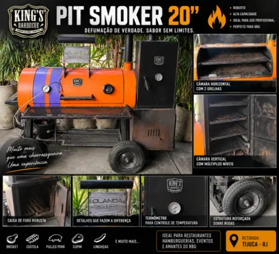 PIT SMOKER KINGS 20? - DEFUMADOR / BBQ PROFISSIONAL