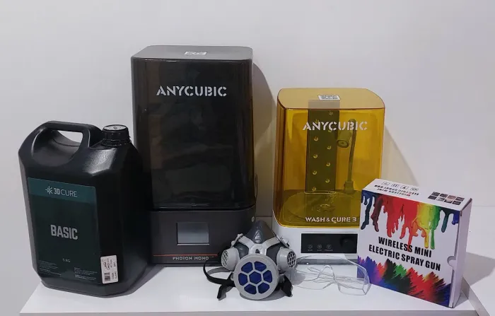 Kit Completo Para Impressão 3D de Resina (Impressora + Resina 5kg + Wash&Cure + Aerografo)