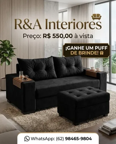 Sofá direto da fábrica com puff de brinde