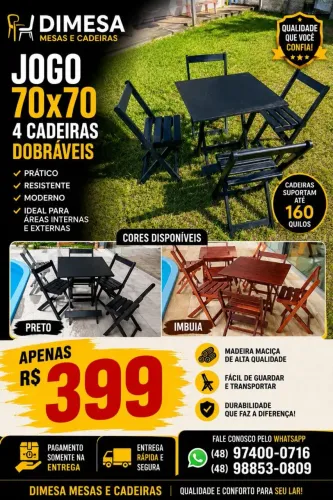 Mesa , cadeiras , bistrô, banquetas direto da fábrica. Pague na entrega