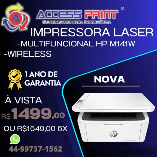impressora multifuncional laser hp wireless m141 w nova 1 ano de garantia