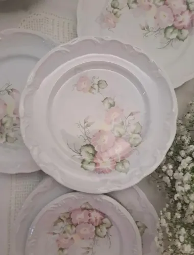Prato Raso Vintage Porcelana Schmidt Floral - 26 cm