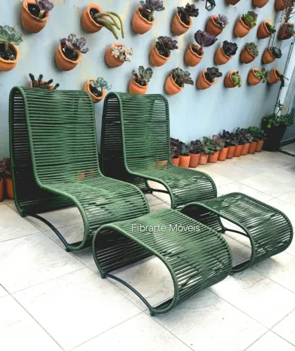 Conjunto de poltronas + puff em Corda Náutica 