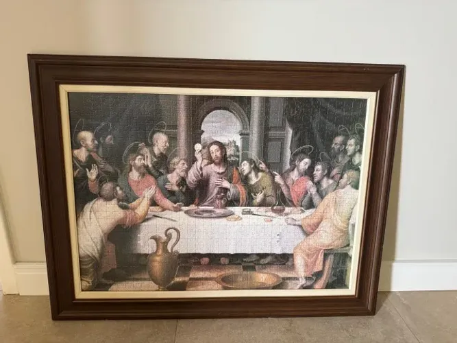 Quadro Quebra-Cabeças 1000 peças Santa Ceia (com Moldura e Vidro)