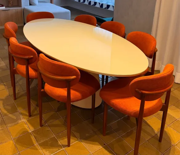 Mesa de Jantar Oval 2,20 x 1,10 - 8 Lugares | Direto de Fábrica