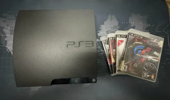 PS3 Slim Desbloqueado + HD Externo 1TB + Jogos + Controle