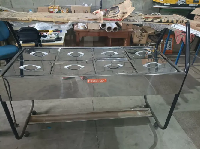Buffet Carro Self Service Térmico Quente Ekenox 8 Cubas