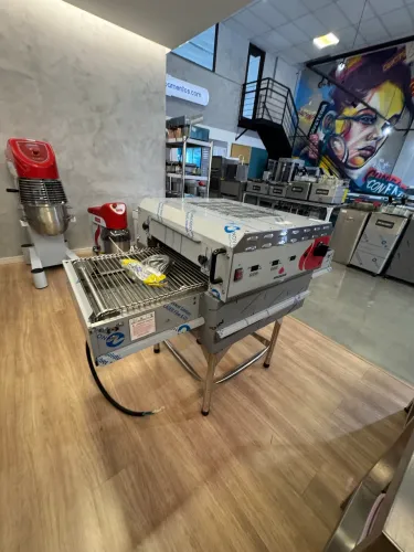 FORNO ESTEIRA PIZZA HIBRIDO 40CM INOX Progas novo com garantia 
