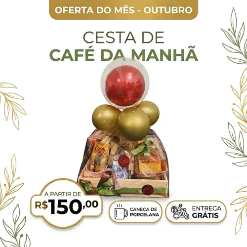Cesta de café da manhã +caneca de porcelana {Entrega Grátis em SlZ}