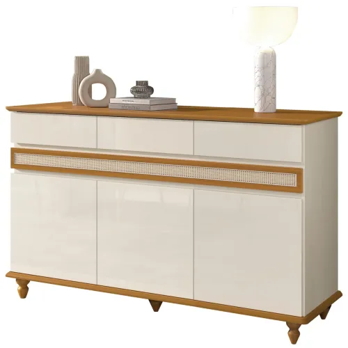 Buffet 3 Portas Búzios  1,40 m Off White/Cedro tt43
