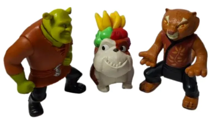 Lote 3 Bonecos Mcdonalds Antigos Shrek 4 E Kung Fu Panda Mc