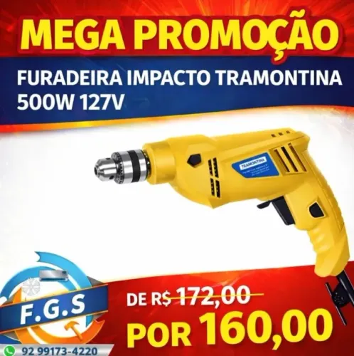 PROMOÇÃO FURADEIRA IMPACTO TRAMOTINA 500W 127V