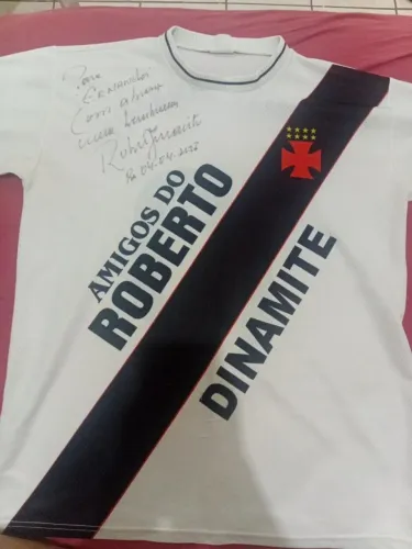 ? CAMISA VASCO DA GAMA - ROBERTO DINAMITE | AUTOGRAFADA | COLECIONADOR<br>