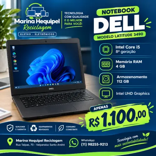 Notebook Dell i5 de 8°Geração com 4GB - 120 de armazenamento 