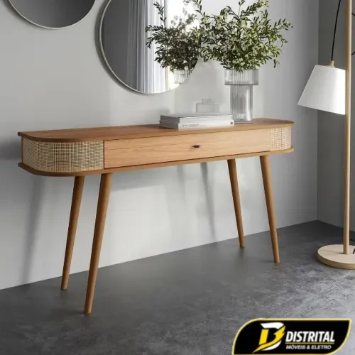 Aparador Curvo Retrô 100% MDF Com Detalhes em Tela 1 Gaveta Oferta