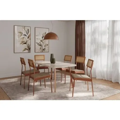 Mesa Stellar MDP com 6 cadeiras Lux 