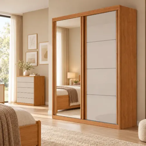 Guarda Roupa Portas de Correr com Espelho 100% MDF NOVO