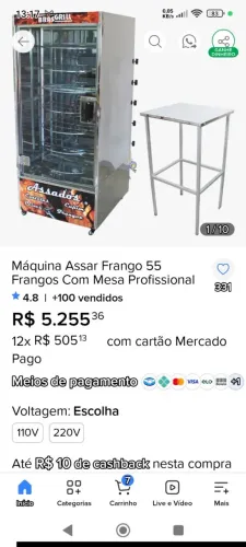 Máquina de assar frango 6 meses de uso 