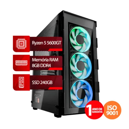 PC Gamer Ryzen 5 5600GT 8GB SSD 240GB Linux FRETE GRÁTIS