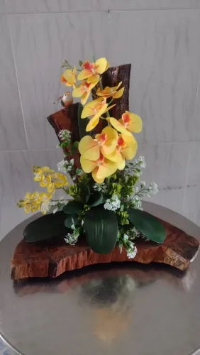 Mega promoção dias das mães de 280 por 140, lindo arranjo no tronco com orquídeas.