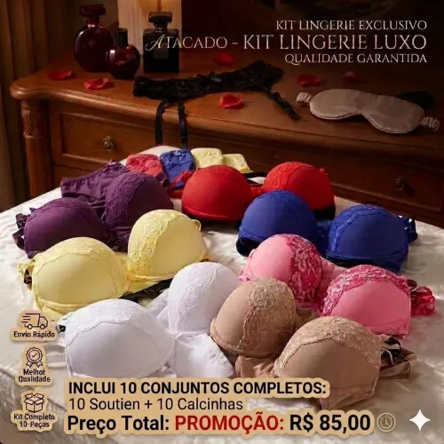 10 Conjuntos Soutien + calcinha por apenas r$8,50