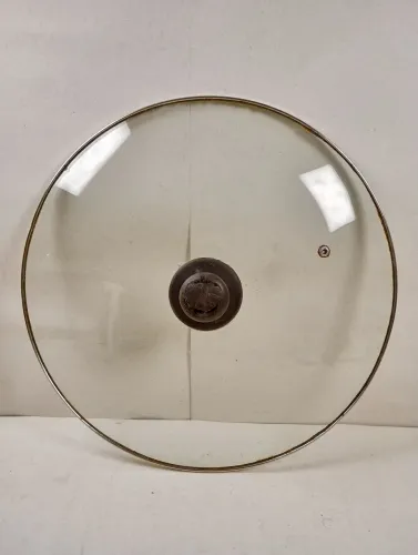 Tampa de Vidro 37 cm com Borda de Inox - Para Panela ou Frigideira