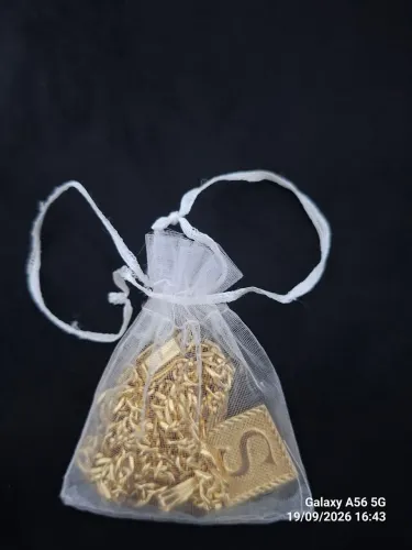 Cordão Grumet 6mm Banhado a Ouro 18k (10 Milésimos) + Pingente Letra S