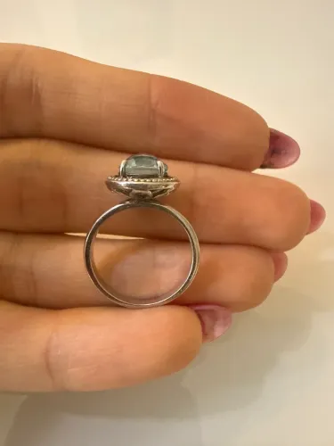 Anel vivara original prata 925 com pedra azul