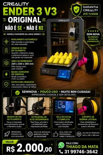 IMPRESSORA 3D CREALITY ENDER 3 V3 ORIGINAL | NÃO É SE NEM KE | COM GARANTIA