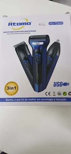 Barbeador, Aparador de Cabelos, Aparador de pelos nasais Atomo MO-TD600